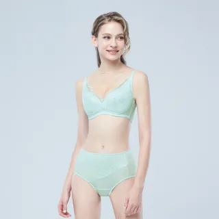 【Swear 思薇爾】幸芙Bra系列L-3XL蕾絲高腰三角女內褲(冰雪綠)