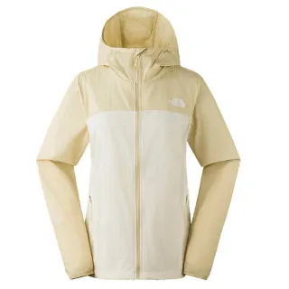 【The North Face】女 SUN CHASE WIND JACKET 防曬涼感 連帽輕薄外套_亞洲版型(87V0-TIU 沙丘白/礫石沙)