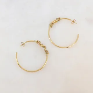 【Dinner collection】金圈結綴米玻璃珠耳環
