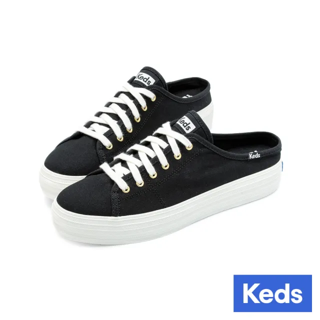 【Keds】TRIPLE KICK MULE 小心機厚底穆勒帆布休閒鞋-黑(9241W133604)