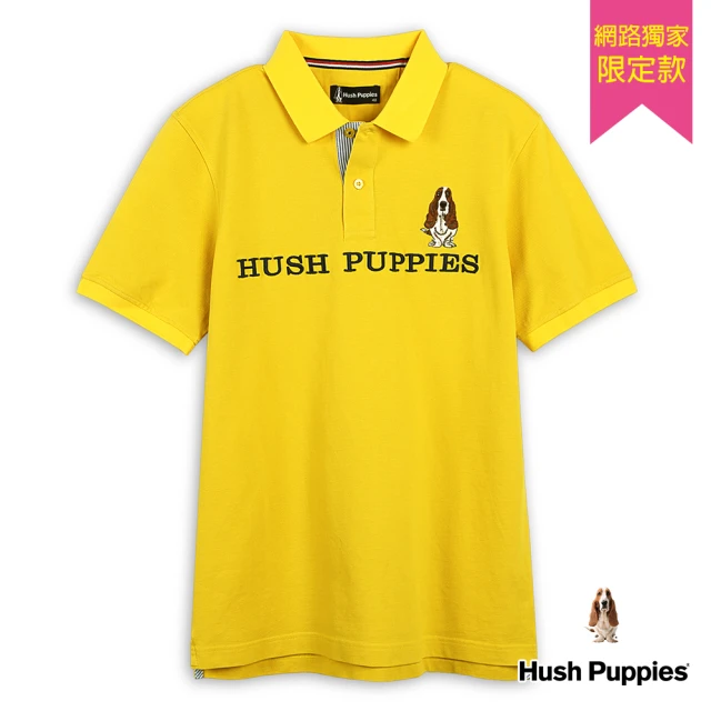 Hush Puppies 男裝 POLO 男裝經典品牌立體英文刺繡狗短袖POLO衫(黃色 / 43101901)