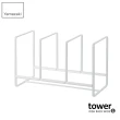 【YAMAZAKI】tower三格日系框型盤架L-白(收納架/碗盤架/碗盤瀝水架/廚房置物架)