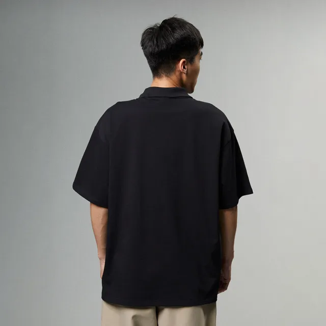 【Dickies】男款黑色重磅純棉簡約刺繡Logo休閒短袖POLO衫｜DK013112BLK(男短袖polo衫)