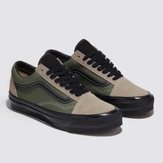 【VANS 官方旗艦】Premium Old Skool 36 男女款綠色/卡其色拼布滑板鞋/休閒鞋/帆布