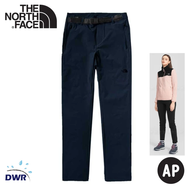 The North Face 女 彈性防潑水長褲《深藍》4UBD/戶外徒步褲/附腰帶(悠遊山水)