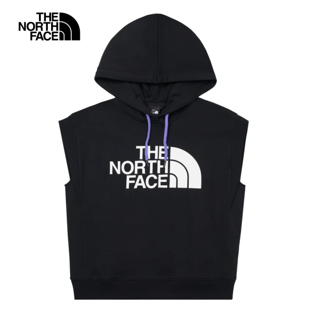 The North Face 北面UE女款黑色舒適大尺寸品牌LOGO連帽無袖T恤｜885XJK3