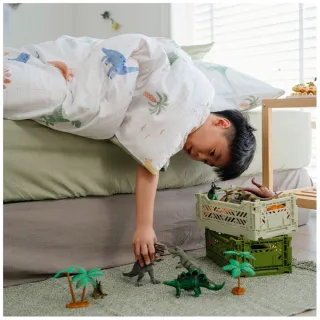 【翔仔居家】100%精梳純棉薄被套床包4件組-Dinosaur(加大)