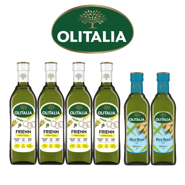 Olitalia 奧利塔 高溫專用葵花油750mlx4瓶(+玄米油500mlx2瓶-禮盒組)