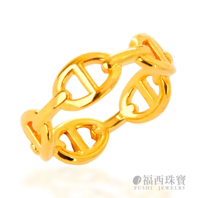 【福西珠寶】9999黃金戒指 個性豬鼻6D戒指 固定圍(金重0.44錢+-0.03錢)