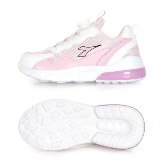 【DIADORA】19-23CM_女中童酷炫閃燈慢跑鞋-超寬楦-運動 童鞋 寬楦 反光 白粉紅(DA13103)