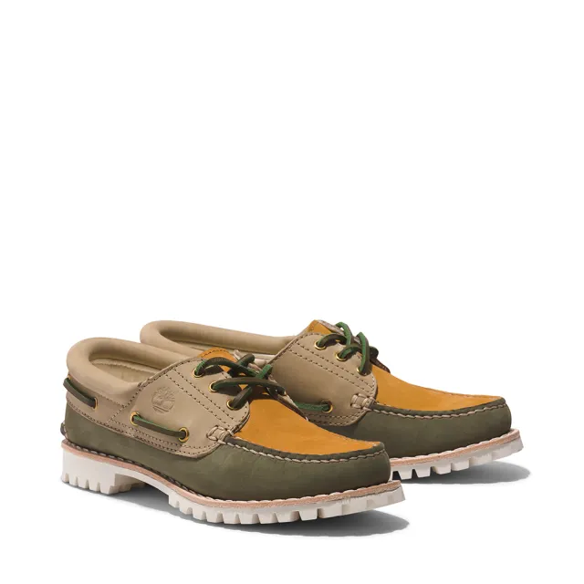 【Timberland】女款深綠色手工縫製帆船鞋(A2N3D991)