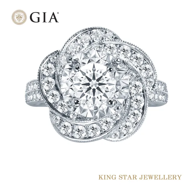 【King Star】GIA 一克拉 Dcolor 18K金 鑽石戒指 絢麗(3 克拉視覺效果)