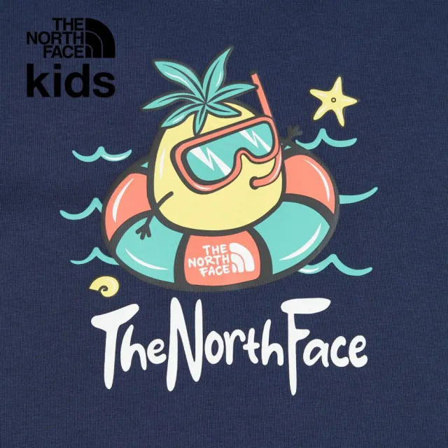 【The North Face 官方旗艦】【童裝/親子裝】北面兒童藍色可愛鳳梨趣味印花短袖T恤｜88HB8K2