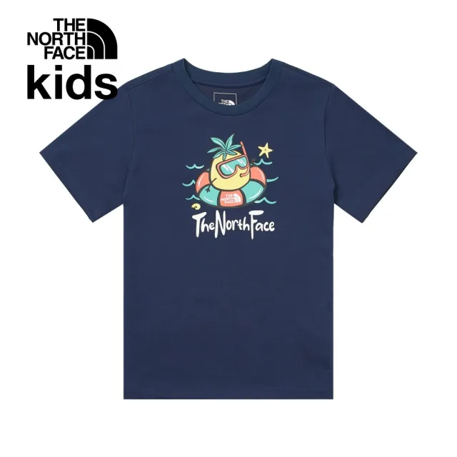 【The North Face 官方旗艦】【童裝/親子裝】北面兒童藍色可愛鳳梨趣味印花短袖T恤｜88HB8K2