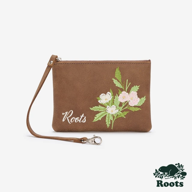 RootsRoots Roots 小皮件- SMALL WRISTLET FLORAL零錢包(棕色)