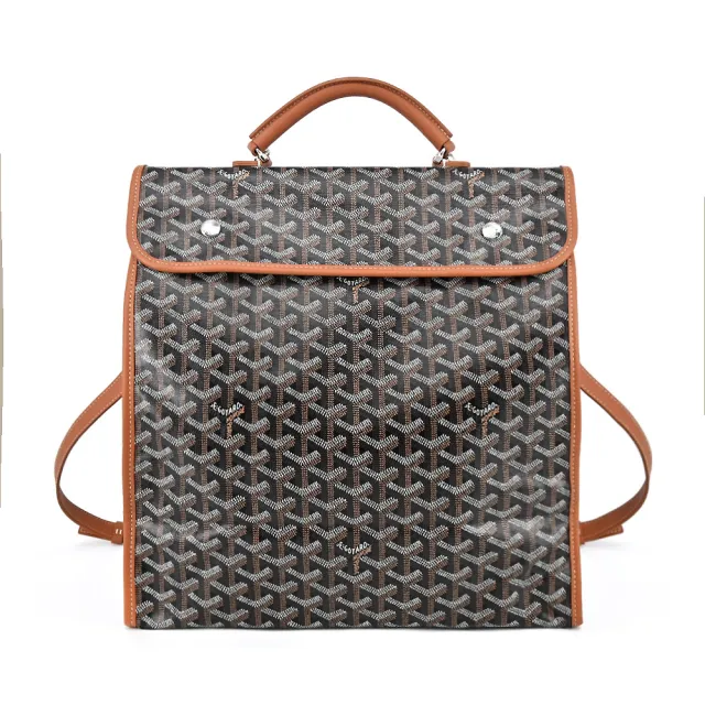 【GOYARD 高雅德】SAINT LEGER 中性雙扣翻蓋折疊後背包(黑棕)