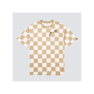 【VANS 官方旗艦】Checker 男女款奶茶色棋盤格拉鍊口袋短袖T恤