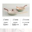 【KINYO】陶瓷不沾炒鍋4件組(30炒+鍋蓋+竹製鍋鏟+長竹筷)