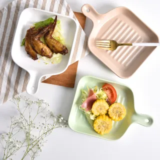 【Homely Zakka】北歐創意陶瓷單柄烤盤/牛排盤_3色一組(飯碗 湯碗 餐具 餐碗 盤子 器皿)