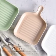 【Homely Zakka】北歐創意陶瓷單柄烤盤/牛排盤_白色+粉色+綠色(飯碗 湯碗 餐具 餐碗 盤子 器皿)