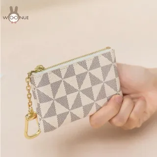 【WOONUE】高質感格紋男女零錢包多功能鑰匙圈背包袋掛飾(男友女友老婆媽媽母親父親聖誕情人節禮