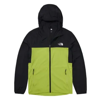 【The North Face 官方旗艦】北面男款黑綠拼接舒適透氣涼感UPF防曬休閒連帽外套｜87VYRO3