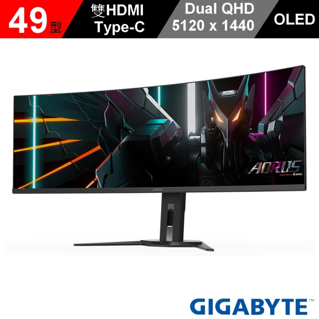 GIGABYTE 技嘉 AORUS CO49DQ QD-OLED 電競曲面螢幕