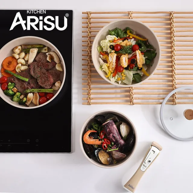 【韓國Arisu】可拆式陶瓷不沾鍋5件組18cm(IH爐可用鍋)