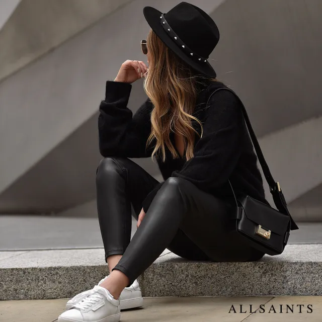 【ALLSAINTS】CORA 高腰曲線緊身皮褲-黑 WL166P(緊身版型)