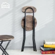 【AMOS 亞摩斯】復古木紋高背圓形折疊椅(折疊椅 吧檯椅)