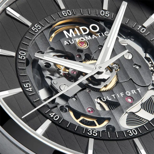 【MIDO 美度 官方授權】MULTIFORT先鋒系列 日內瓦波紋雙面鏤空機械錶-42mm 畢業 禮物(M0384361106100)