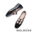 【MELROSE】美樂斯 簡約復古雙繫帶全真皮瑪莉珍方頭低跟鞋(黑)