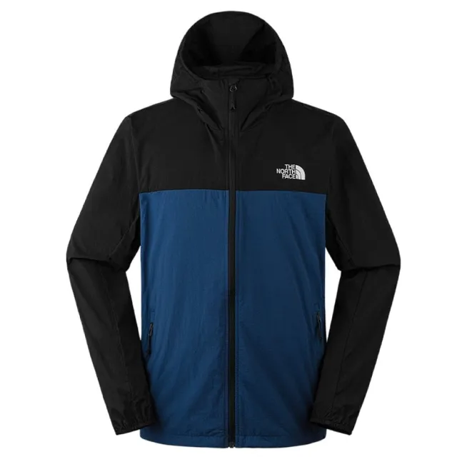 【The North Face】男 SUN CHASE WIND JACKET 防曬涼感 連帽輕薄外套_亞洲版型(87VY-MPF 宇宙黑)