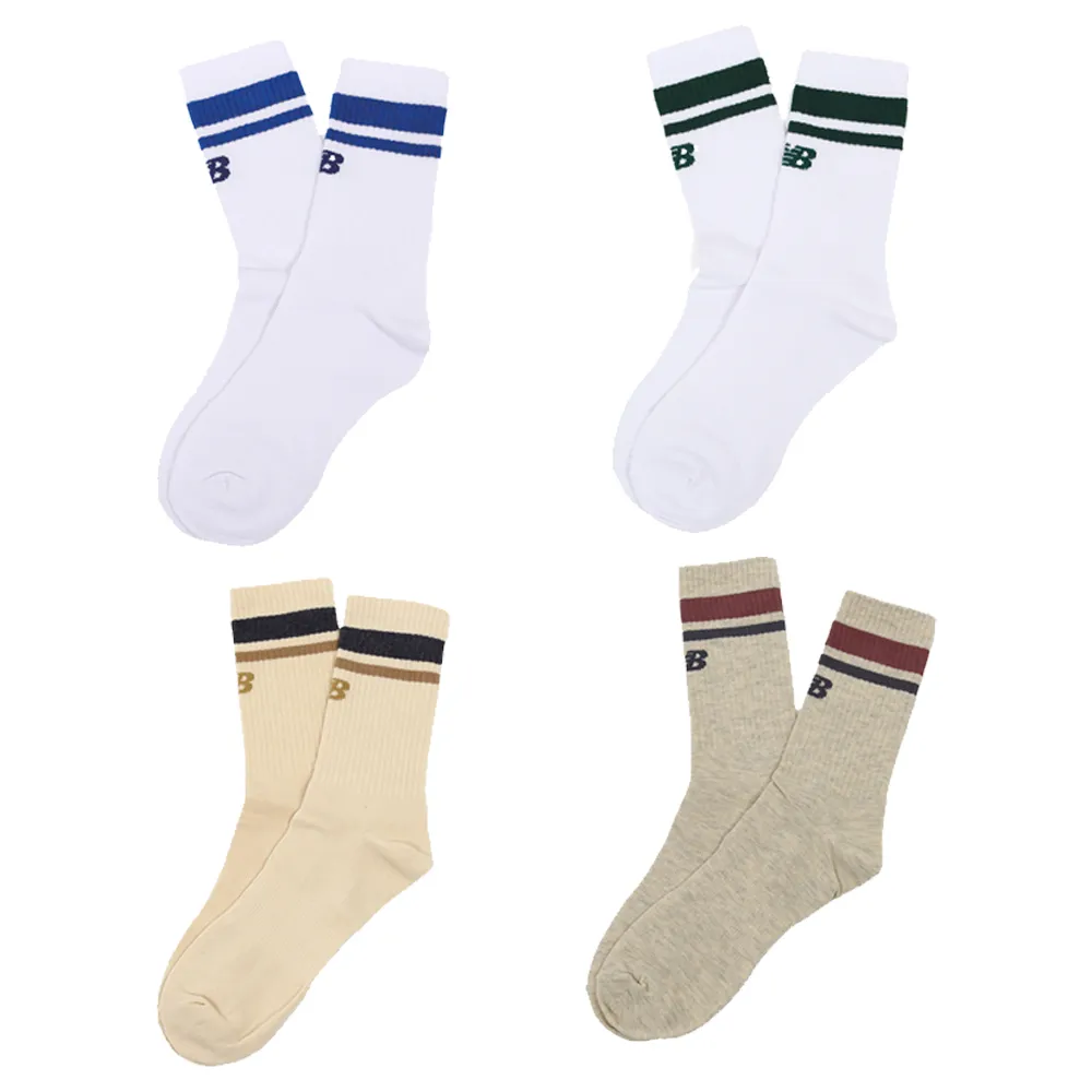 【NEW BALANCE】長襪 Logo Crew Socks 休閒襪 條紋 中筒襪 襪子 NB 單一價(LAS32161OT)