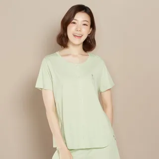 【YVONNE 以旺傢飾】出清品 乳木果巴黎鐵塔開襟短袖上衣(若草綠)
