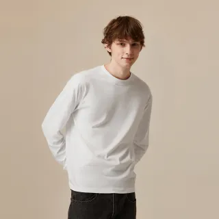 【GAP】男裝 純棉圓領長袖T恤-白色(773161)