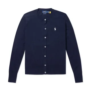 【RALPH LAUREN】RL POLO 經典刺繡小馬開襟針織外套-女-深藍色 上衣(平輸品/)