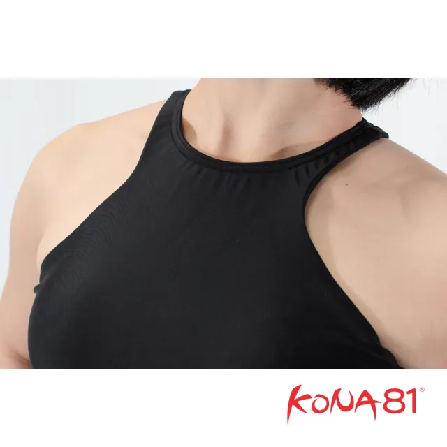 【酷吶81 KONA81】比基尼 削肩 抗UV(削肩高領後拉鍊設計 附可拆柔軟胸墊)