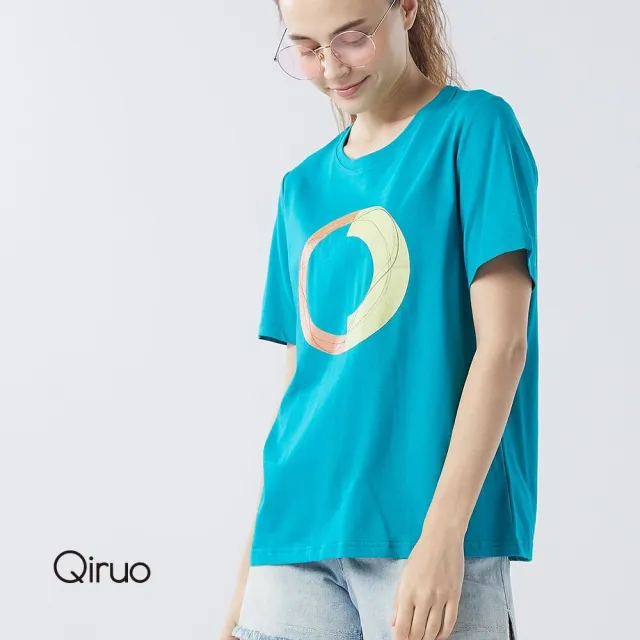 【Qiruo 奇若名品】春夏專櫃藍綠上衣3214A 大圓圈設計(女)
