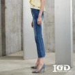 【IGD 英格麗】網路獨賣款-刷色牛仔修身喇叭褲(藍色)