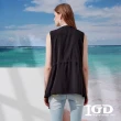 【IGD 英格麗】網路獨賣款-個性拉鍊綁帶背心外套(黑色)
