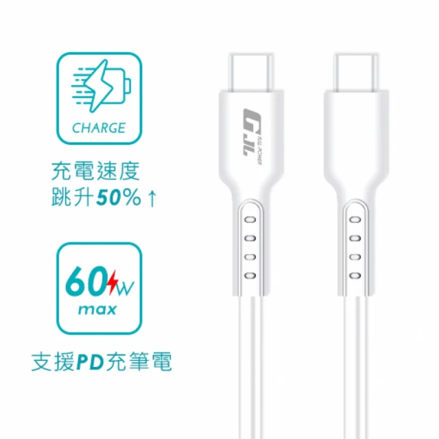 Type C to Type C 快充線 PD60W 白色 