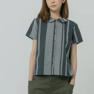 【a la sha】MOMO獨家推薦價↘ 圓領條紋棉質襯衫