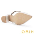 【ORIN】金膠條羊皮尖頭穆勒中跟鞋(米色)