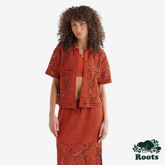 【Roots】Roots 女裝- AURELIA CROCHET RESORT平織上衣(深紅)