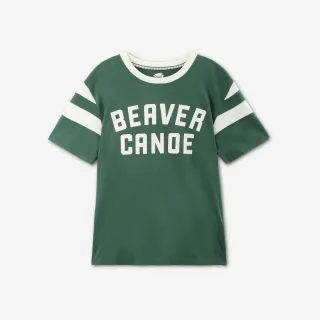 【Roots】Roots 女裝- BEAVER CANOE條紋短袖T恤(森林綠)