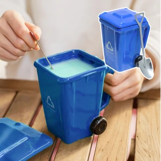 【趣味小物】創意垃圾桶造型陶瓷馬克杯(水杯 茶杯 杯子 咖啡杯 環保杯 牛奶杯 辦公室 餐桌 送禮)