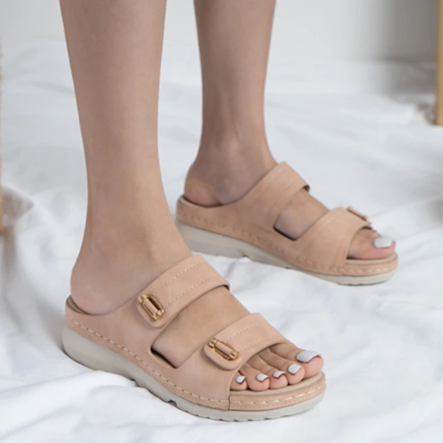Taroko 拼色皮革夏日時尚坡跟涼鞋(3色可選)評價推薦