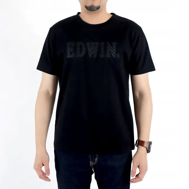 【EDWIN】男裝 人氣復刻款 賽車LOGO短袖T恤(黑色)