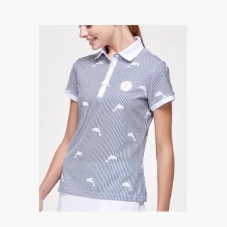 【PLAYBOY GOLF】女款海豚線條吸濕排汗抗UV短袖POLO衫-藍(高爾夫球衫/KA24111-57)